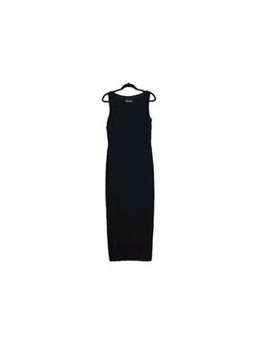 Vtg Cartise Intl Bodycon Black Dress US 8 Textured Plisse Minimalist Old Money